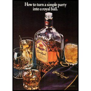 1983 Crown Royal Canadian Whisky Vintage Print Ad Royal Ball Cocktails Wall Art